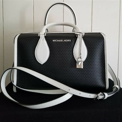 michael kors small black white|michael kors large tote black.